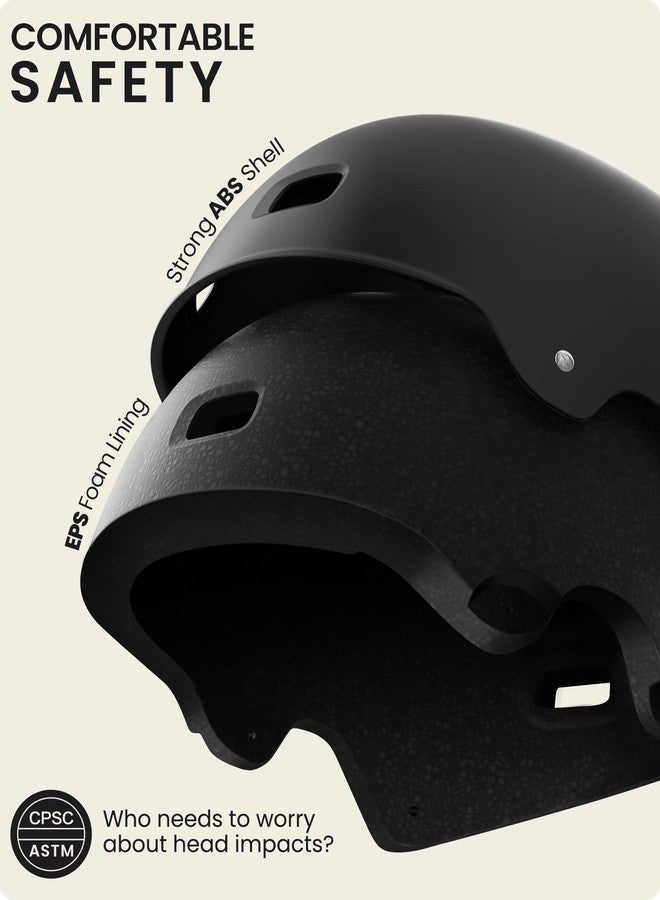 OutdoorMaster Skateboard Cycling Helmet - Two Removable Liners Ventilation Multi-Sport Scooter Roller Skate Inline Skating for Kids, Youth & Adults - XL - Black - Image 2